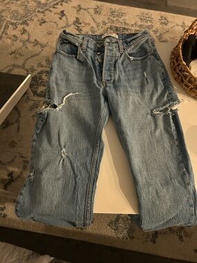Abercrombie Distressed Light Wash Blue Jeans